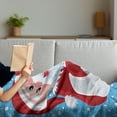 thumbnail image 3 of Christmas Soft Flannel Fleece Throw Blanket, Father Christmas Happy Illustration Winter Snow Season Elements, Cozy Plush for Indoor and Outdoor Use, 60" x 80", Vermilion Blue White, by Ambesonne, 3 of 5