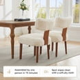 thumbnail image 4 of Hassch 2PCS Upholstered Fur Dining Chairs in Ivory, Modern Armless Chairs with Padded Seat and Rubber Wood Legs, Ideal for Kitchen, Dining Room, or Living Room, 4 of 10