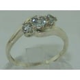 thumbnail image 2 of LBG British Made 10k White Gold Natural Aquamarine Womens Trilogy Ring - 33 size options - Size 8, 2 of 5
