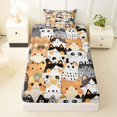 thumbnail image 3 of jejeloiu Cute Cat Pattern Twin Sheet Sets Kids,Colorful Pet Print Bedding,3-Piece, 3 of 6