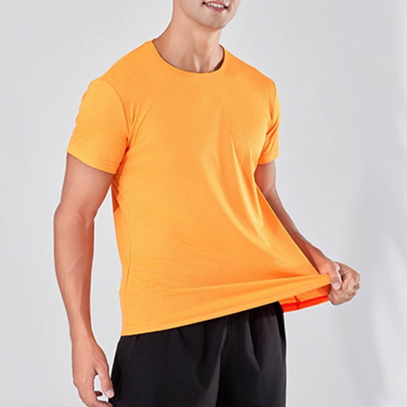 Vetsdori Men's Quick Dry Shirt with Round Neck Short Sleeve in Standard Fit for Running & Casual Wear
