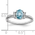 thumbnail image 2 of 925 Sterling Silver Rhodium Diamond and Light Blue Topaz Ring Size 7, 2 of 6