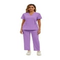 thumbnail image 7 of LYMAYTER Women Nurse Uniform Suit V-Neck 2 Piece Medical Uniform for S-2XL Solid Color Fast Drying Nurse Uniform Set, 7 of 7