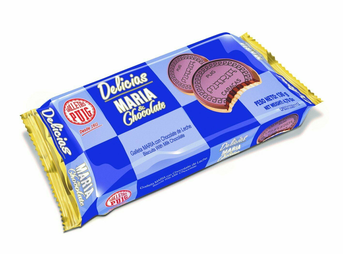 Single Pack Galletas Delicias Maria & Chocolate 4x2 136 gr/ 4.79 Oz Single Pack Galletas Delicias Maria & Chocolate 4x2 136 gr/ 4.79 Oz