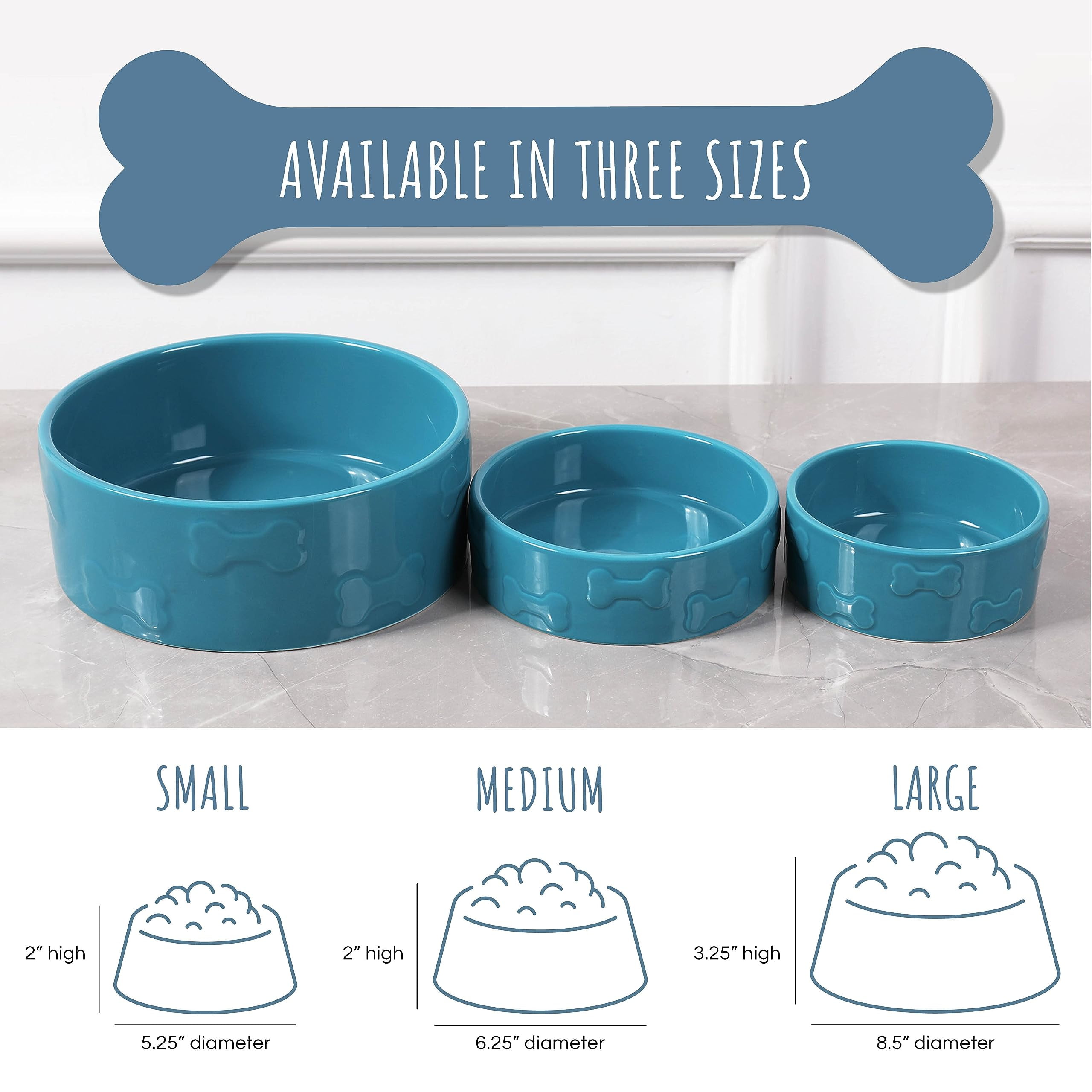 Park Life Designs Ceramic Manor Pet Bowl, Azure, Small