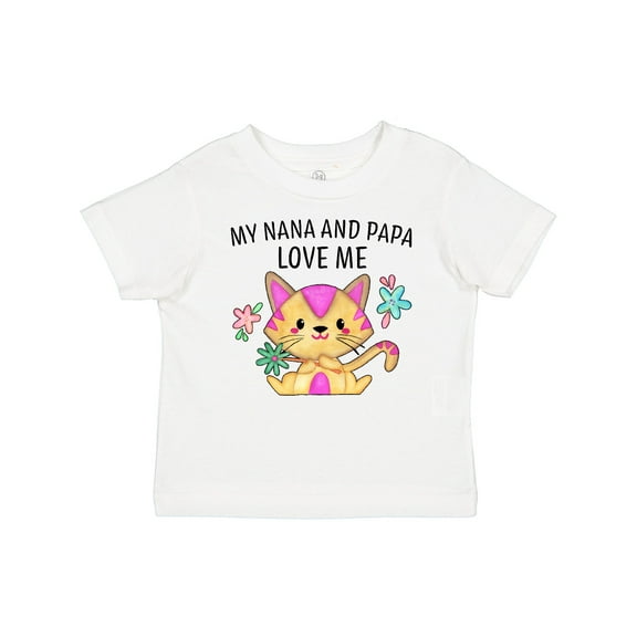 Inktastic My Nana and Papa Love Me with Cute Kitten and Flowers Boys or Girls Baby T-Shirt