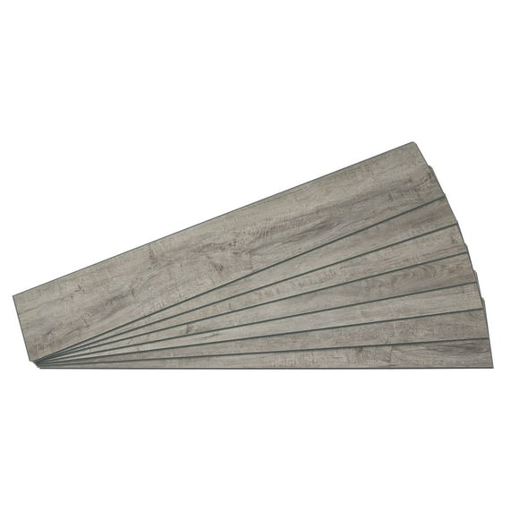 Palisade 47.7 in. x 7.2 in. Interlocking Vinyl Waterproof Wall/Backsplash Planks for Kitchen or Bathroom in Gray Oak (7 Pack)