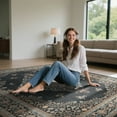 thumbnail image 2 of Homore Dark Grey Floral Medallion Area Rug Non Slip Carpet for Modern Living Rooms, 6' x 9', 2 of 8