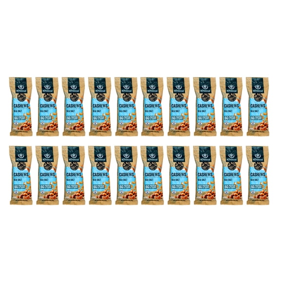 IChoose Go Nuts – Premium Cashews, High Protein Plant-Based Snack, 2 oz per Pack (20 Packs, Seasalt)