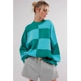 thumbnail image 4 of Casuashion Vivacious Green Plaid Oversized Sweater - Side Slits, Drop Shoulder, Winter Essential, 4 of 6