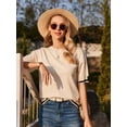 thumbnail image 2 of Jersey de punto Zeagoo 2025 de manga corta para mujer, color caqui claro, 2 of 6