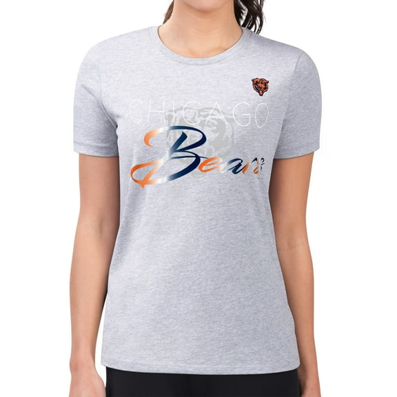 Women's G-III 4Her by Carl Banks Gray Chicago Bears Super-Slim Fit Lightweight Shadow Logo T-Shirt