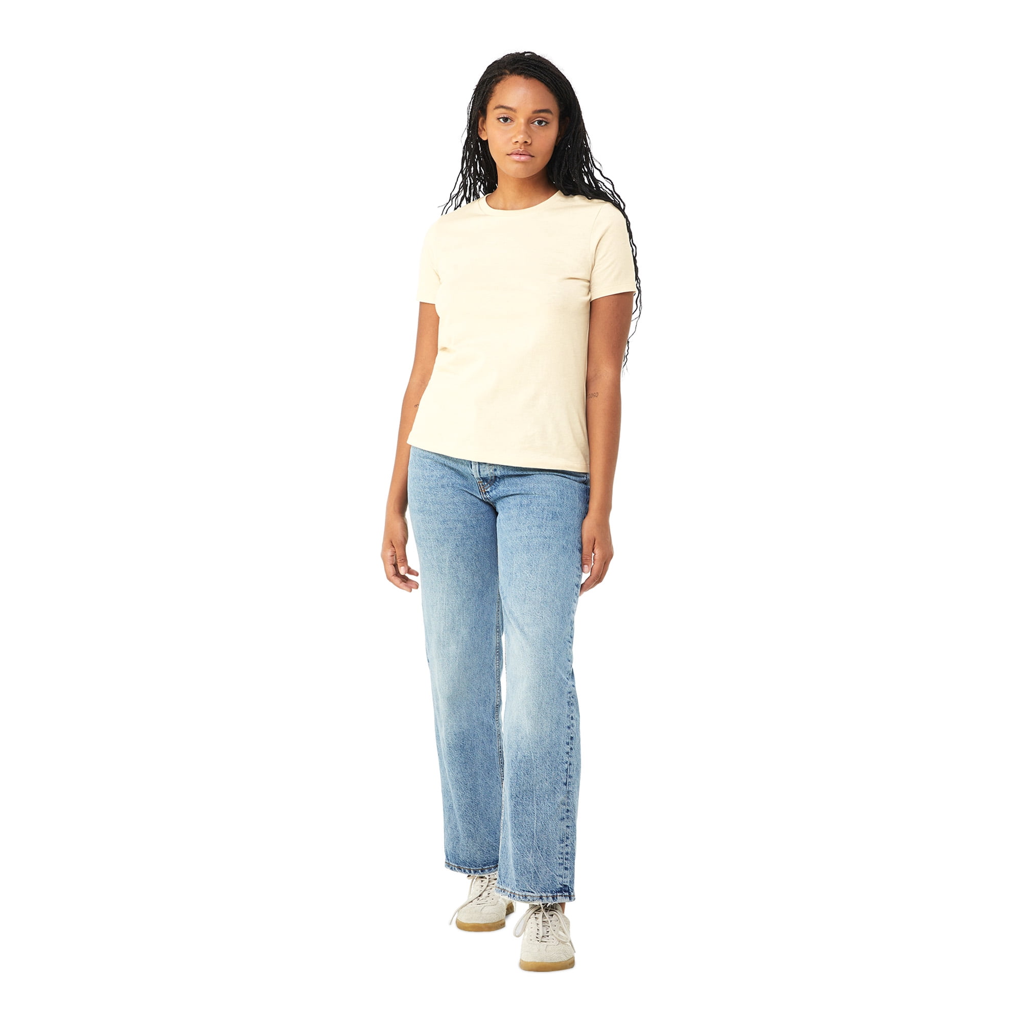 BELLA+CANVAS Women's Crew Neck Personalized T-Shirt, Create your own Designs, Natural, Medium