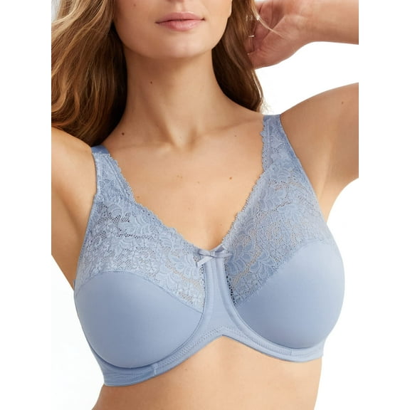 Women's Lilyette 0428 Comfort Lace Minimizer Bra (Blue Sky Ahead 38C)