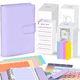 thumbnail image 1 of La carpeta de cuero A6 Macaron se puede llenar con 12 hojas sueltas, bolsa con cremallera, libro de almacenamiento de cambio de billetes, 1 of 4