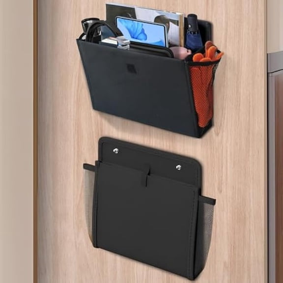 1pc Black Wall Mount Storage Organizer, Door Hanging Caddy with Mesh Pockets, Multi-Purpose Hanging Organizer