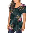thumbnail image 3 of Miluxas Tops Clearance Plus Size Women's Printed Loose Short Sleeve Pullover Tops Blouse Green 12(2XL), 3 of 6