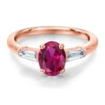 thumbnail image 3 of Gem Stone King 1.65 Ct Red Created Ruby G/H Lab Grown Diamond 18K Rose Gold Plated Silver Ring, 3 of 6