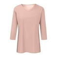 thumbnail image 4 of Razzly Women's V Neck 3/4 Sleeve Casual T Shirt Soft Comfortable Basic Top Stylish Loose Fit Tee For Everyday Wear(Light Pink,M), 4 of 5