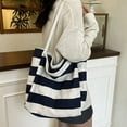 thumbnail image 6 of CHUMUD Striped Canvas Tote Handbag for Women Vertical Stripe Large Capacity Shoulder Bag for Shopping Travel, 6 of 7