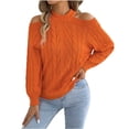 thumbnail image 2 of Women's Off-The-Shoulder Sweater Textured Hollow Knit Sweaters Loose Long Sleeve Pullover Casual Tops, 2 of 8