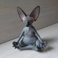 thumbnail image 2 of Sphynx cat meditating statue, room desk decoration black, 2 of 4