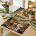 thumbnail image 6 of Orange Autumn Deer Placemats for Dinning Table Set of 4, Vintage Forest River Burlap Kitchen Place Mats Waterproof Cloth Table Mats, Indoor Outdoor Placemats Easy Clean Dinner Decor, 6 of 8