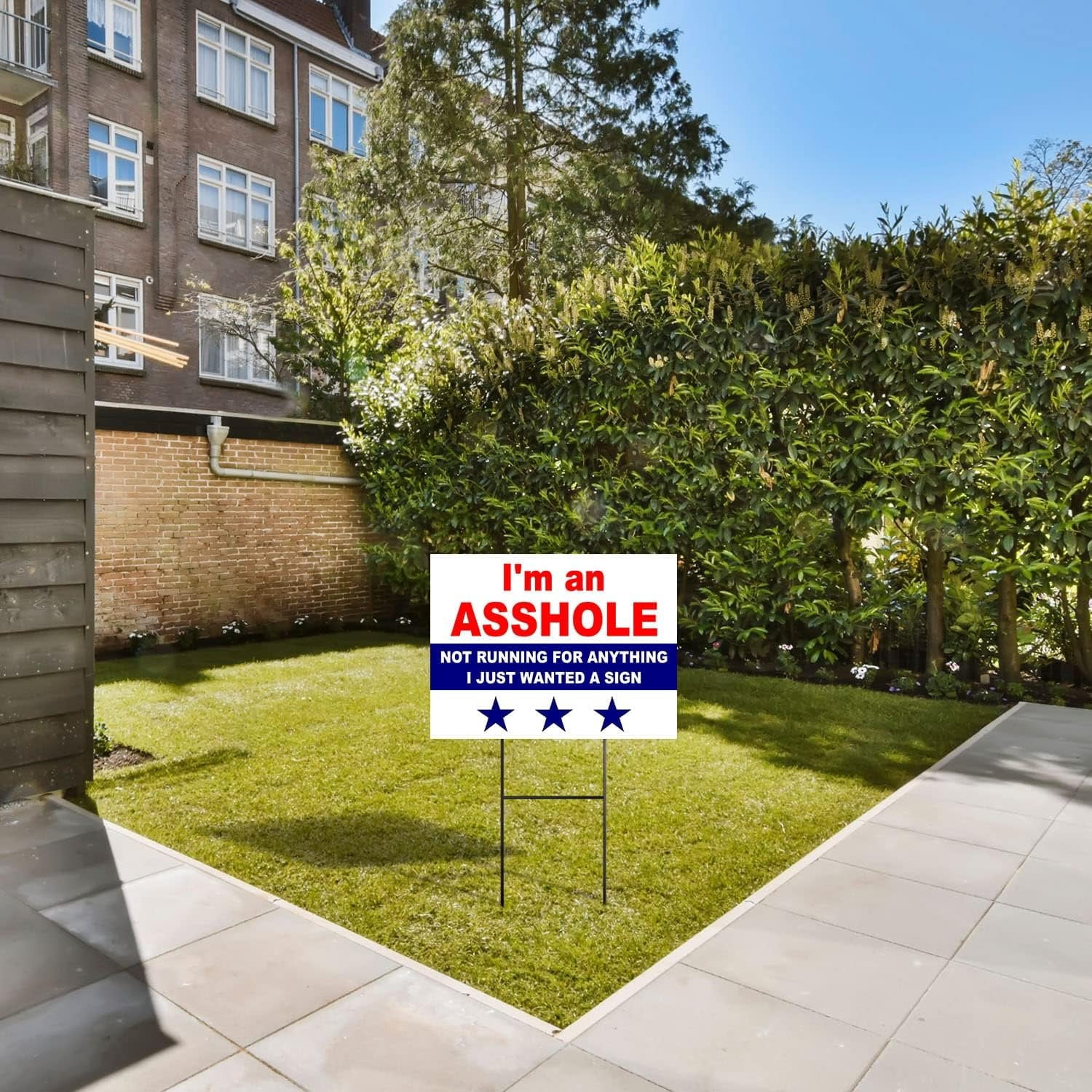 Double Sided Sign I'M A NOT RUNNING FOR ANYTHING Yard Sign ROAD SIGN with Stand