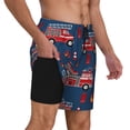 thumbnail image 3 of Picia Fire Truck 1 pattern Mens Swim Trunks with Compression Liner Stretch Beach Shorts Quick Dry with Zipper Pockets No-Chafing Board Shorts-XX-Large, 3 of 9
