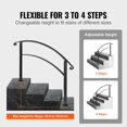 thumbnail image 4 of 4-Step Handrail Fits 1 or 4 Steps Matte Black Stair Rail Wrought Iron Handrail with Installation Kit Hand Rails for Outdoor Steps, 4 of 5