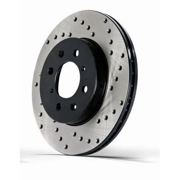 Stop Tech Power Slot Brake Rotor 128.63061R SportStop Drilled; One Piece Design; Wheel Bolt Pattern 5 x 114.3 Millimeter; 72.6 Millimeter Hub Inside Diameter; Electro-Coated Cast Iron; Single