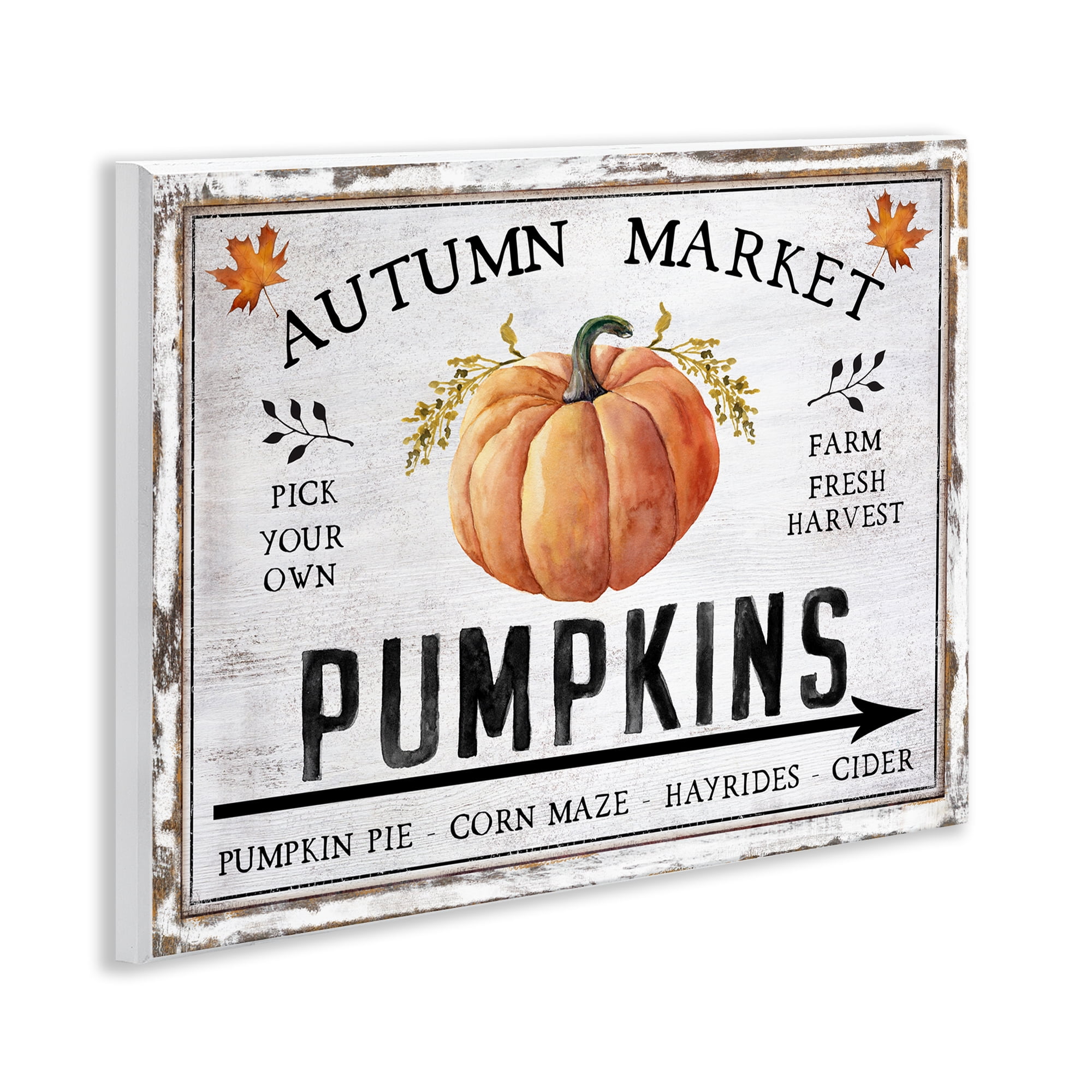 Stupell Industries Autumn Market with Arrow Holiday Painting Unframed Art Prints Wall Art, 14 x 11