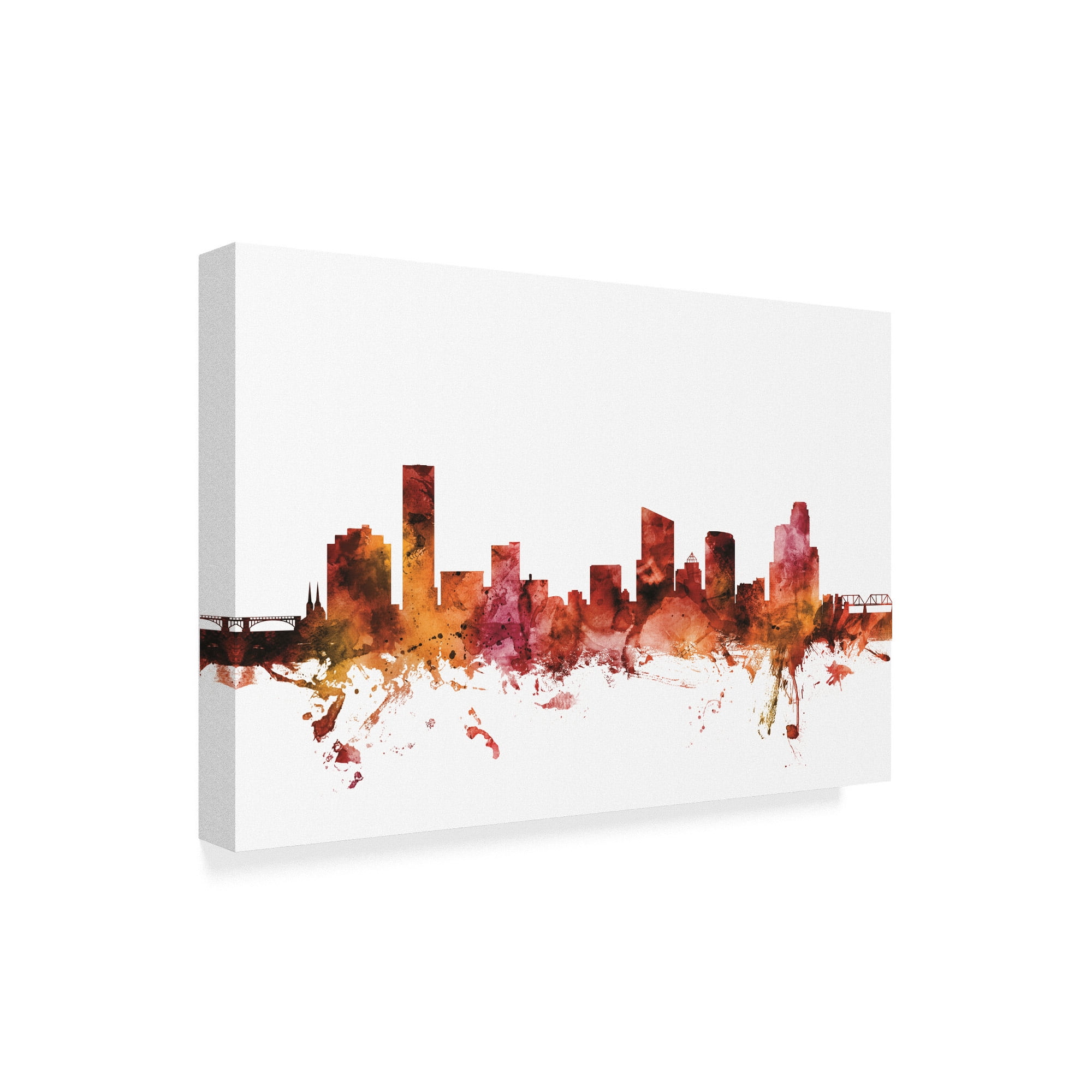 Trademark Fine Art 'Grand Rapids Michigan Skyline Red' Canvas Art by Michael Tompsett