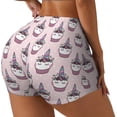 thumbnail image 2 of Kdxio Cute Cupcake Print Workout Shorts for Women Seamless Soft Smooth Gym Yoga Scrunch Active Shorts, 2 of 9