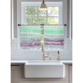 thumbnail image 3 of Sheer Curtains 54 Inch Length 2 Panels Set for Kitchen, Green Purple Ombre Semi Sheer Curtains for Windows, Abstract Modern Art Fluid Striped Voile Window Treatments Rod Pocket Curtain, 3 of 7