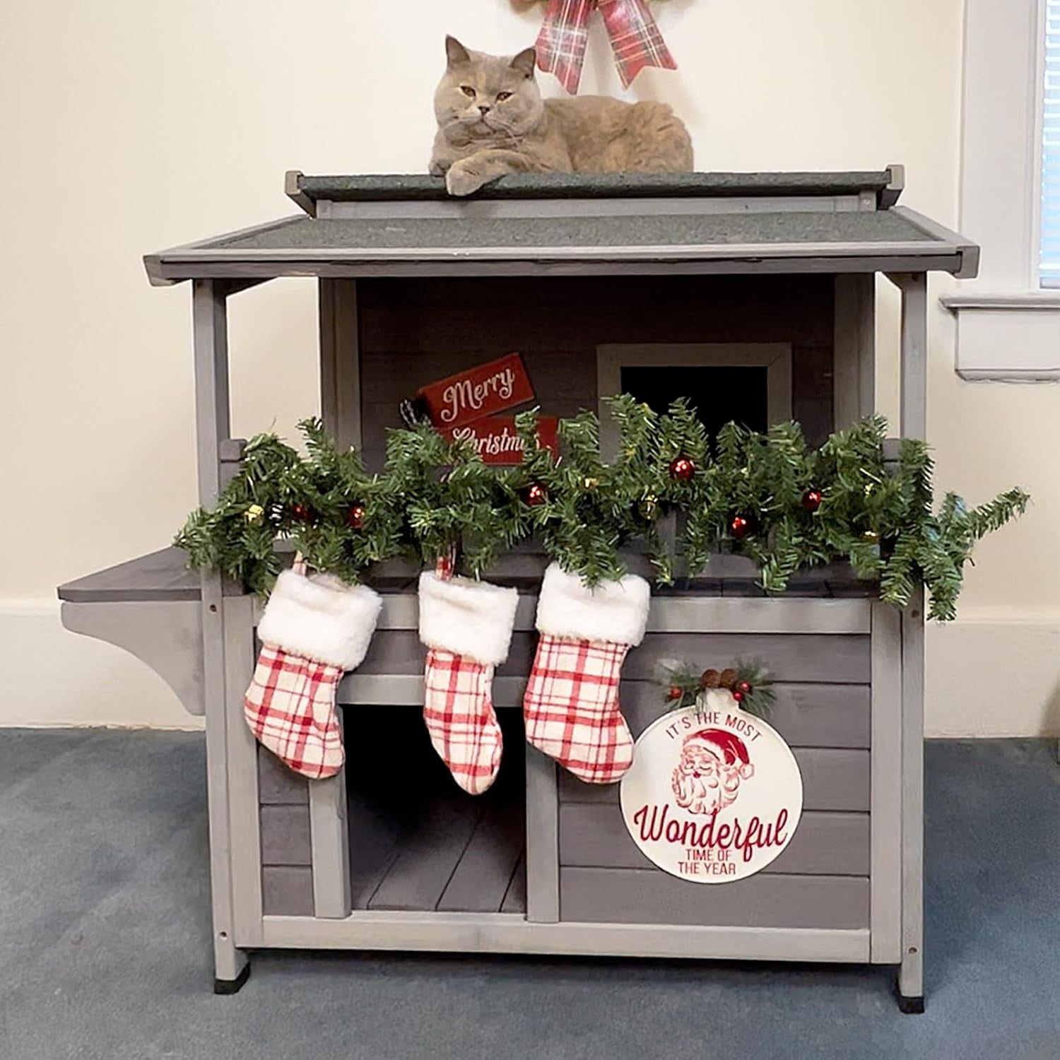 MEDEHOO Cat House Outdoor Kitty Shelter Waterpfoor for Winter, Indoor & Outdoor Use