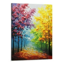 Creowell  Modern Abstract Oil Painting on Canvas Wall Art Painting Bright-Coloured Tree Art Living Room Bedroom Decoration Ready to Hang-16x20inch