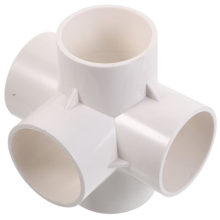 LOLIPPYY 2Pcs White PVC 5 Way Joint Connector Durable Pipe Fitting for Storage Frame