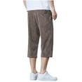 thumbnail image 4 of ZVNAΖH Mens Below Knee 3/4 Pant Summer Casual Versatile Draw Rope Elastic Waist Straight-leg Capri Pants, 4 of 4