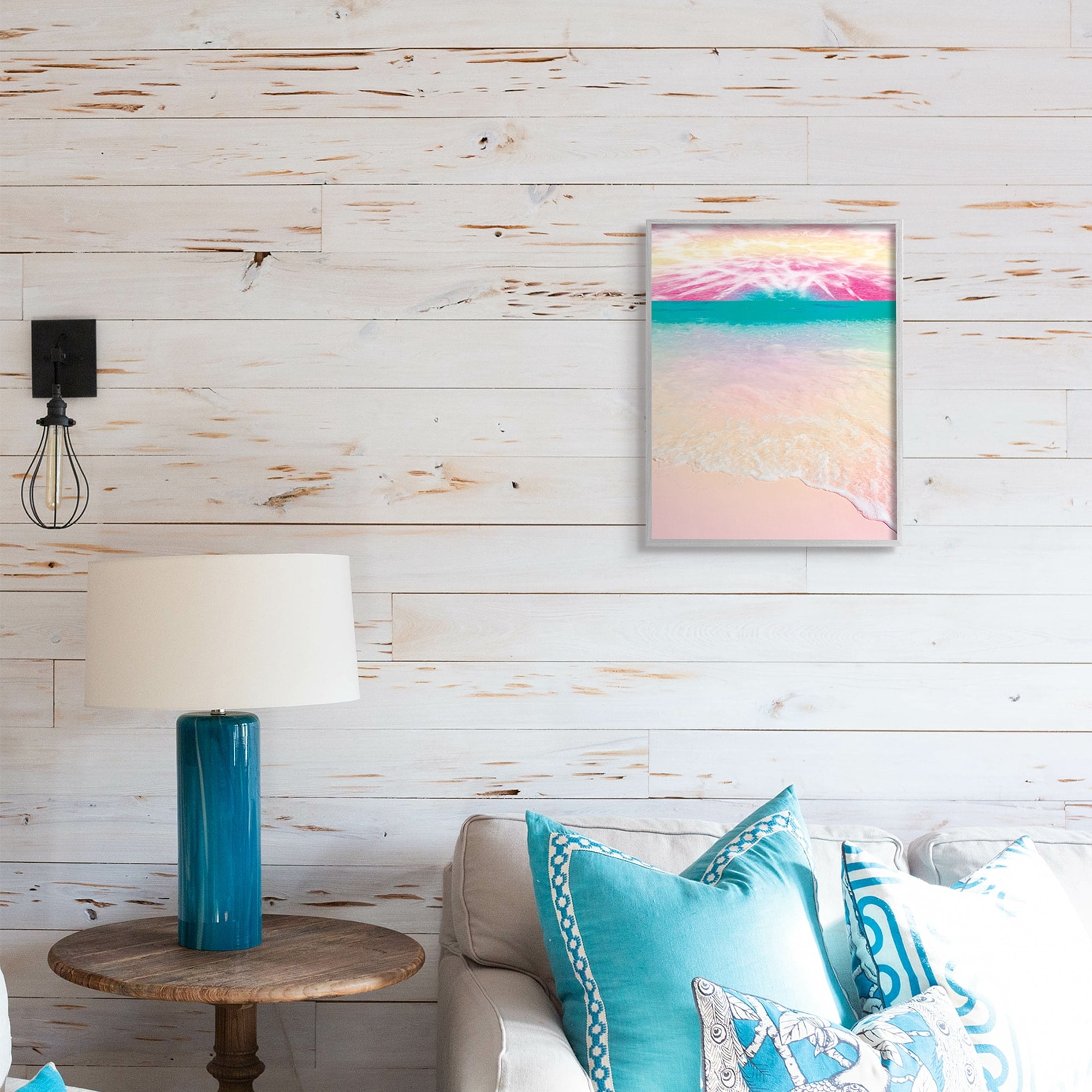 Tropical Tie Dye Beach Horizon Coastline Landscape 11 in x 14 in Framed Painting Art Print, by Stupell Home Décor