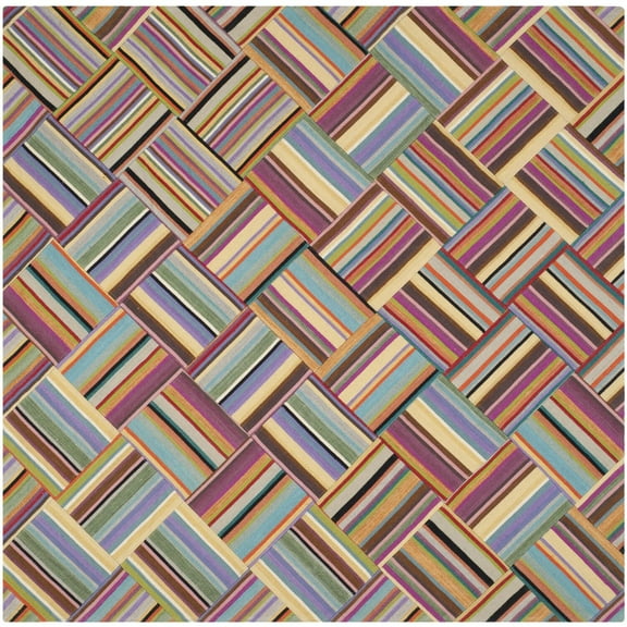 Safavieh  Handmade Straw Patch Gieslinde Modern Wool Rug 7' x 7' Square 8' Square, 6' Square Indoor Living Room, Bedroom, Dining Room Square