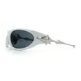 thumbnail image 6 of Y2K Oval Wrap Around Plastic Fancy Metal Arm Sunglasses White - Black, 6 of 8