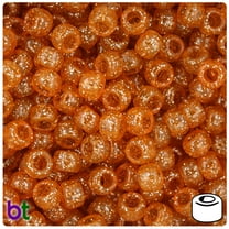 BeadTin Orange Sparkle 9mm Barrel Pony Beads (500pc)