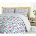 thumbnail image 5 of Ambesonne Tropical Duvet Cover Sets, Flowers Garden Art, 2-Queen, Pink Turquoise, 5 of 7