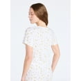 thumbnail image 3 of Joyspun Women’s Pointelle Knit Sleepwear Henley Tee with Short Sleeves, Sizes XS-3X, 3 of 5