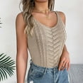 thumbnail image 3 of Women's Round D Neck Sleeveless Knitted Slim Fit Casual Open Navel Vest Womens T Shirts Multiple Pack Space Trashier Shirts Woman Tees Long Sleeve Heat Womens Compression Cold Gear Casual Short Sleeve, 3 of 7