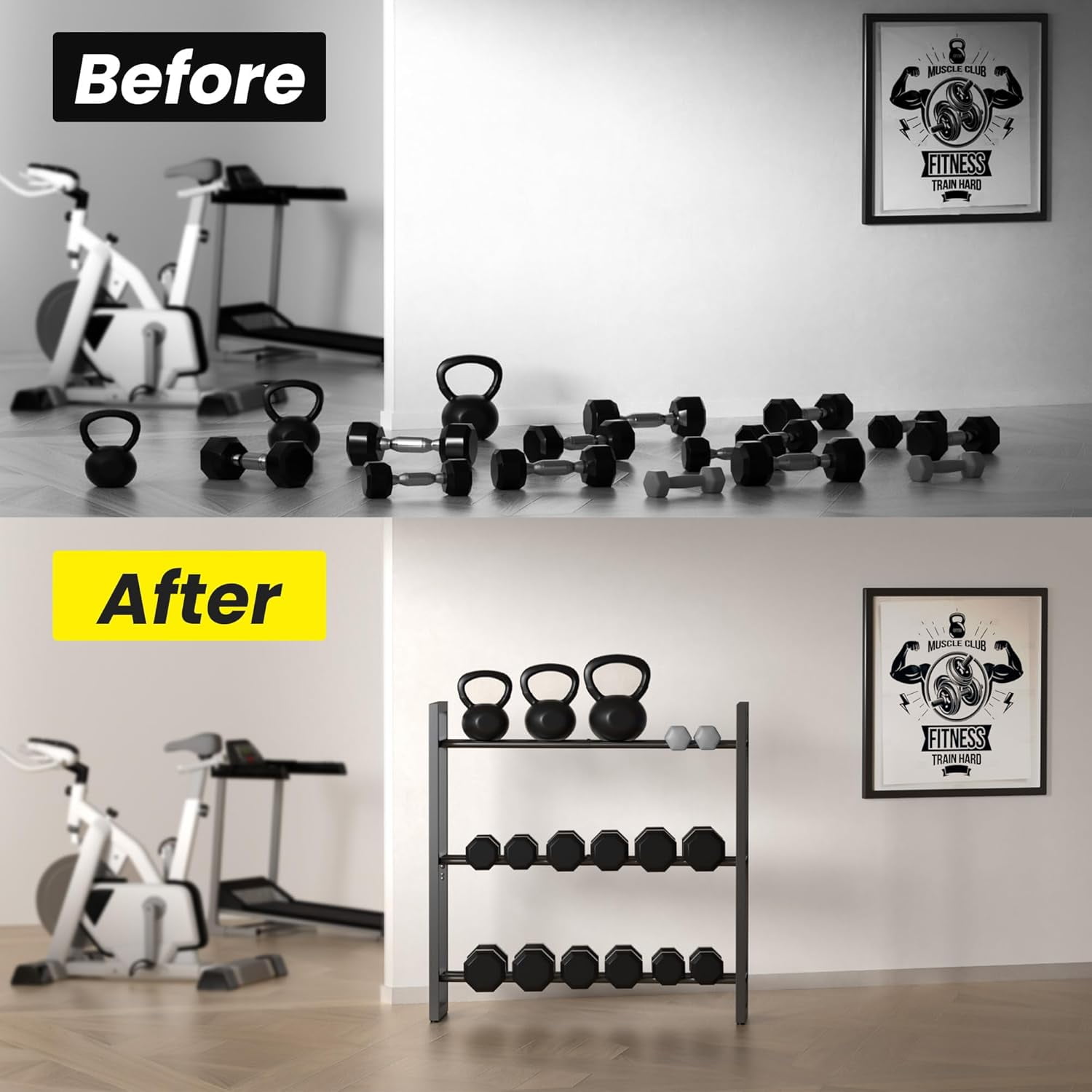 Niffgaff 3 Tier Dumbbell Rack Weight Rack Stand Only for Home Gym Storage Organizing Dumbbells Up to 390 lb Capacity