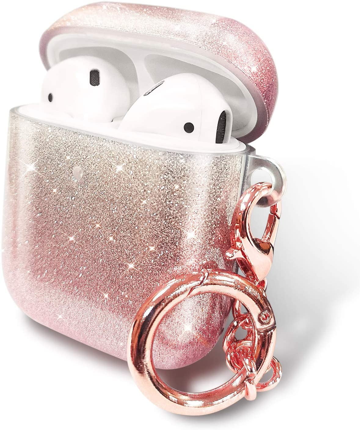 Ulak Compatible with AirPods Case Cover Clear, Designed Protective Cover Soft TPU Transparent Shockproof Case Accessories with Keychain for Airpod