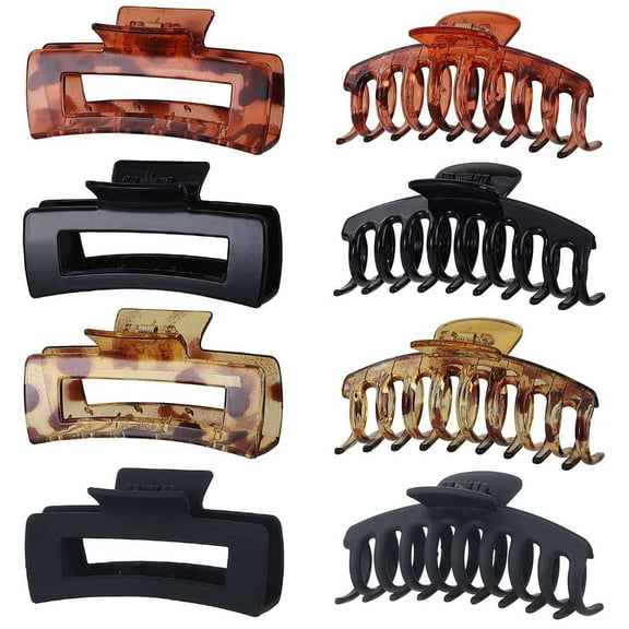 Claw Clip Hair Clip 8 Pack Rectangular Hair Clips for Women Girls Large Hair Jaw Clips Hair Clamps