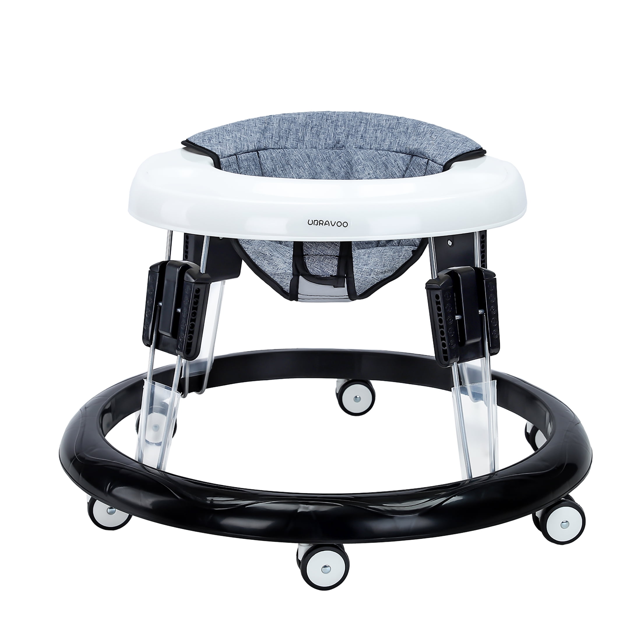 UBRAVOO 9 Adjustable Height Baby Walker, Universal Wheels, for Girls Boys 618 Months, Flax Grey